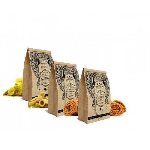 Special Gift Pack of Kerala Snacks - (Banana Chips + Kuzhalappam + Murukku) – 750 gm